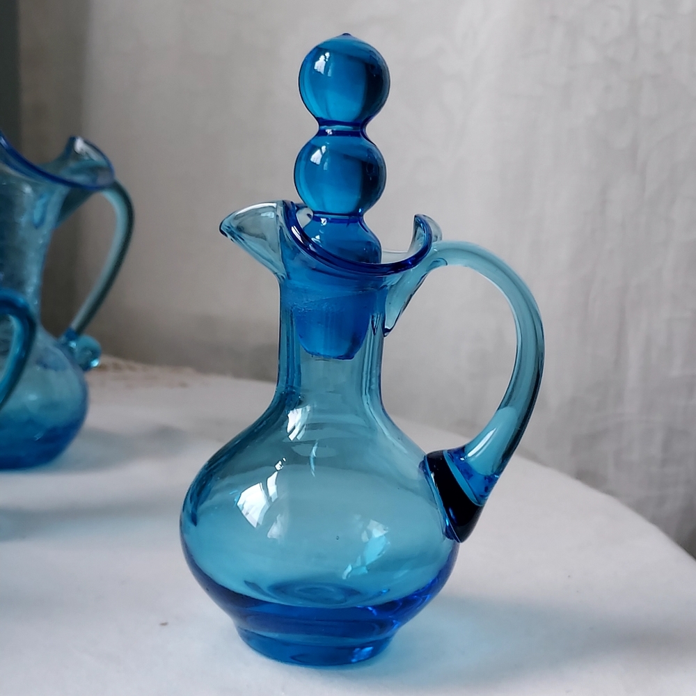 Vintage glass cruet decanter cobalt blue 💙 perfume bottle